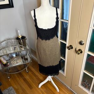 Diane Von Furstenberg Elegant Black Fabric tweed with lace